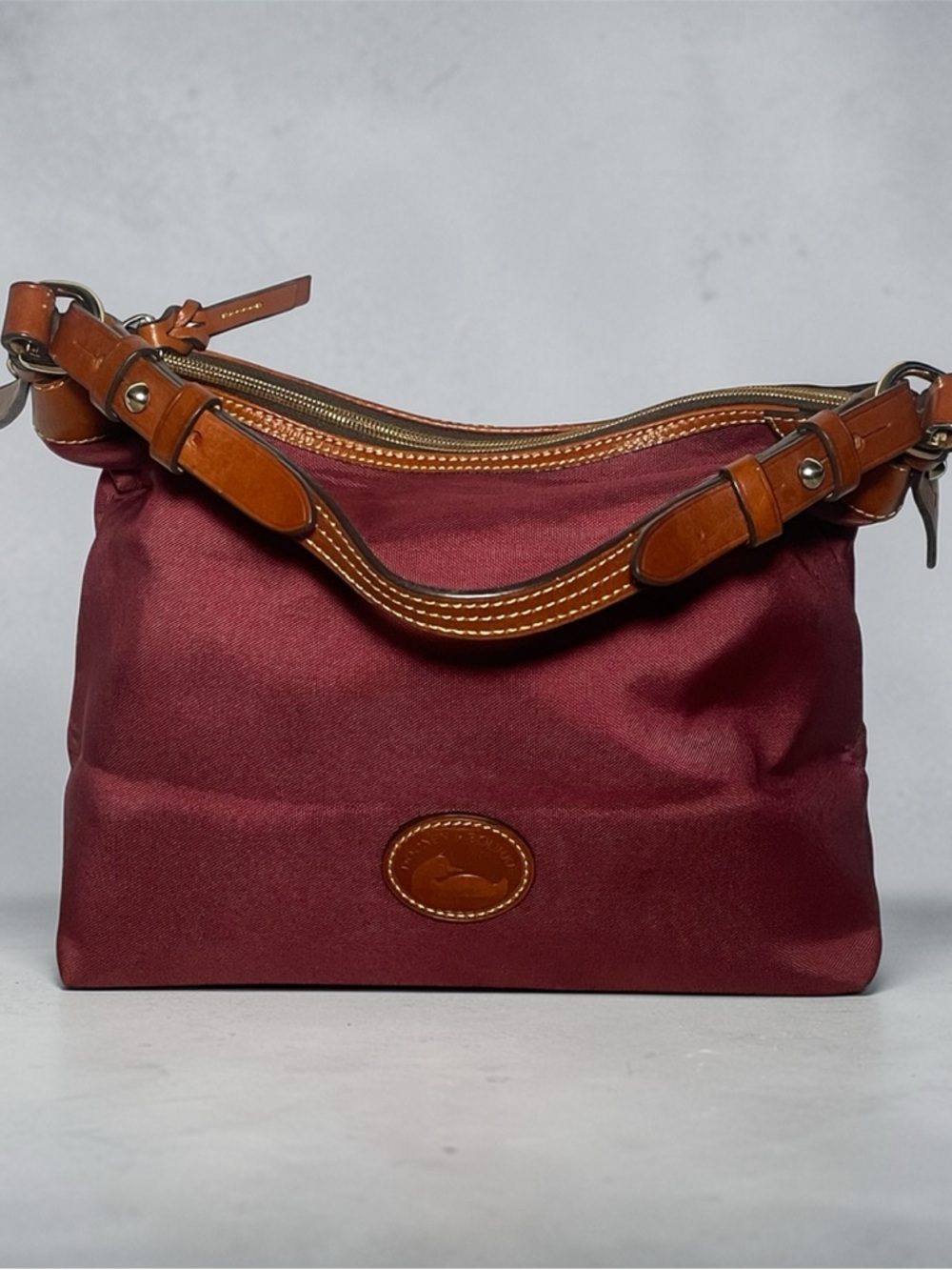 Dooney & Bourke Burgundy Large Nylon Erica Hobo Bag - Picture 2 of 6